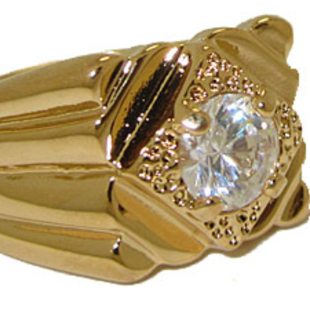 Men's CZ Ring 14kt Gold Electro Men's size 7 8 9 11 12 13 NWT